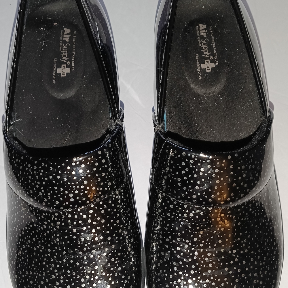Air Supply Plus Black and Silver Women's Mules